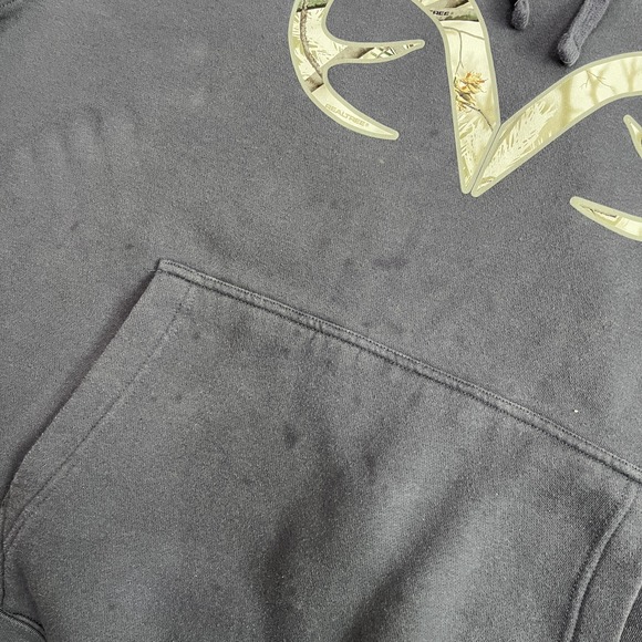 Realtree Hoodie Sweatshirt Men SizeXX Large Gray Graphic Logo Pullover Cotton - Picture 4 of 5